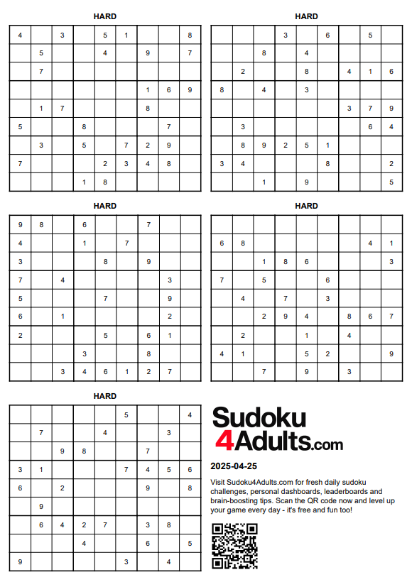 Free Printable Sudoku Puzzles Easy Medium Hard Expert Master Extreme