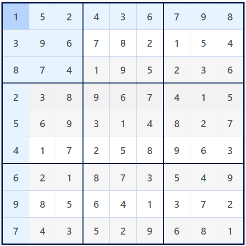 Completed manual sudoku puzzle design
