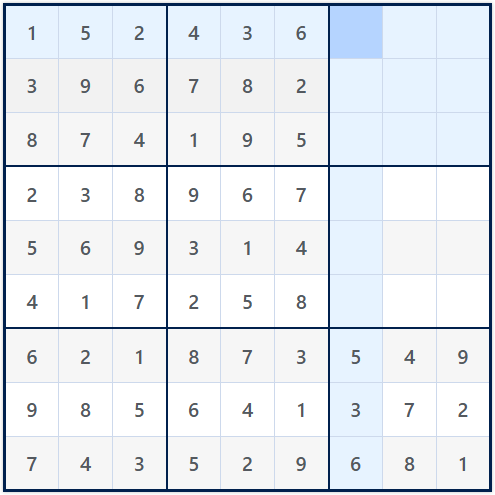 Partially completed manual sudoku puzzle design